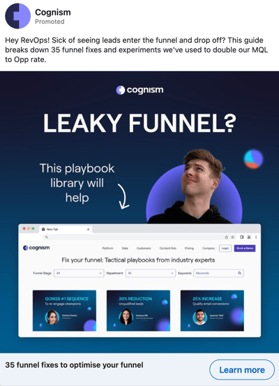 Cognism - Leaky Funnel Demand Gen LinkedIn Ad