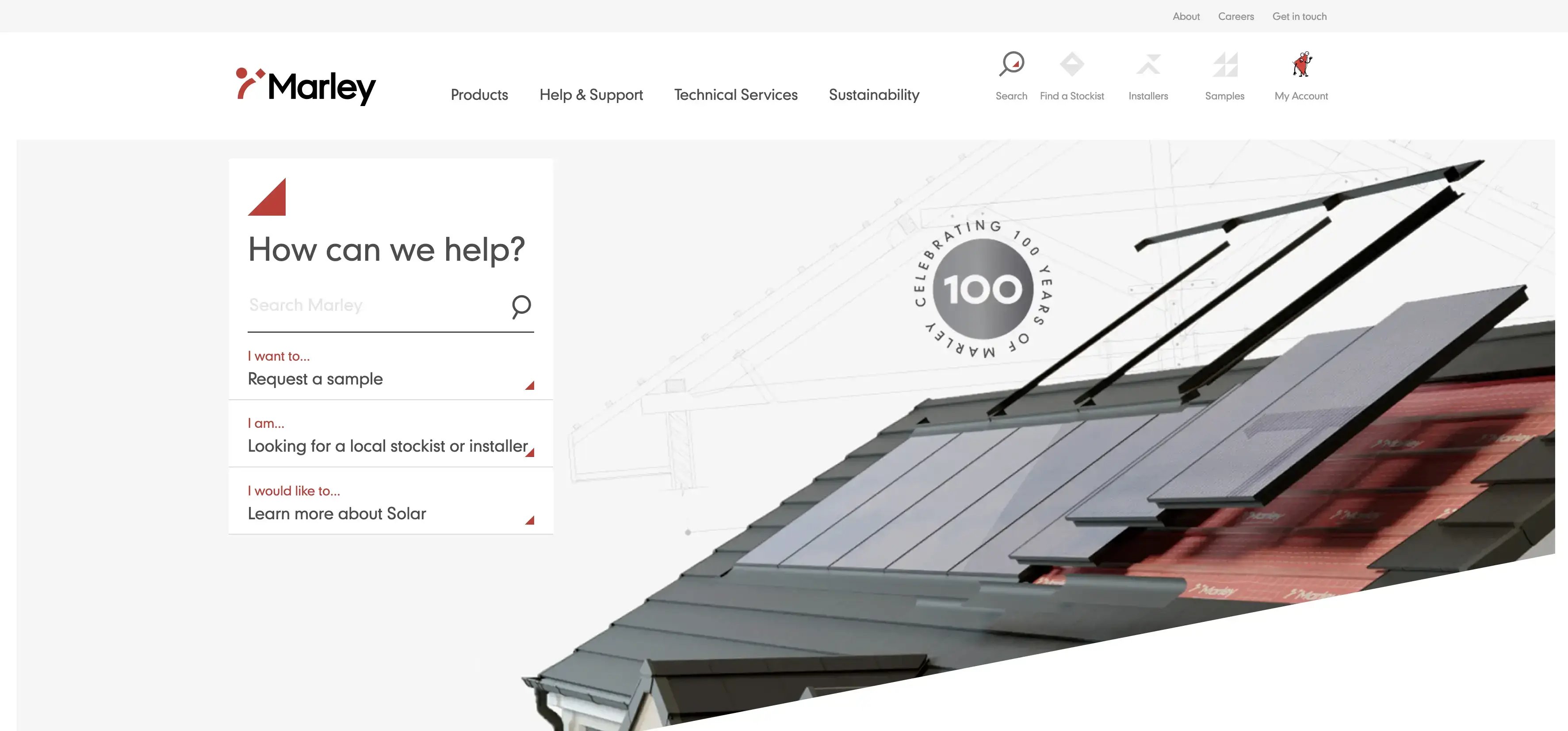 Marley - roofing manufacturer website example