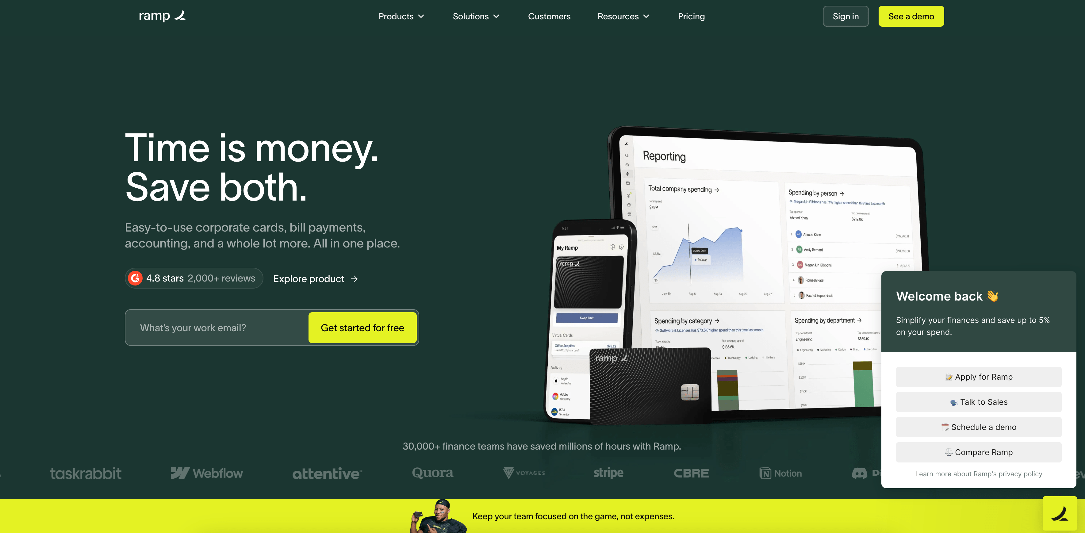 ramp's clean website design